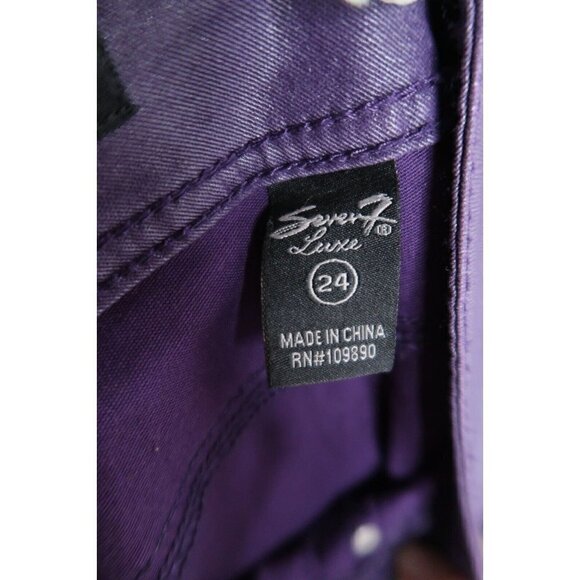 NWT Seven7 Luxe Coated Skinny Jeans Women's Size 24 Purple Shiny Waxed High Rise - Picture 10 of 11